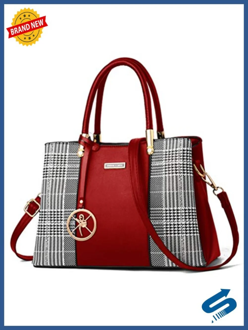 Women's PU Leather Satchel Tote Handbag with 7 Pockets, Messenger Crossbody